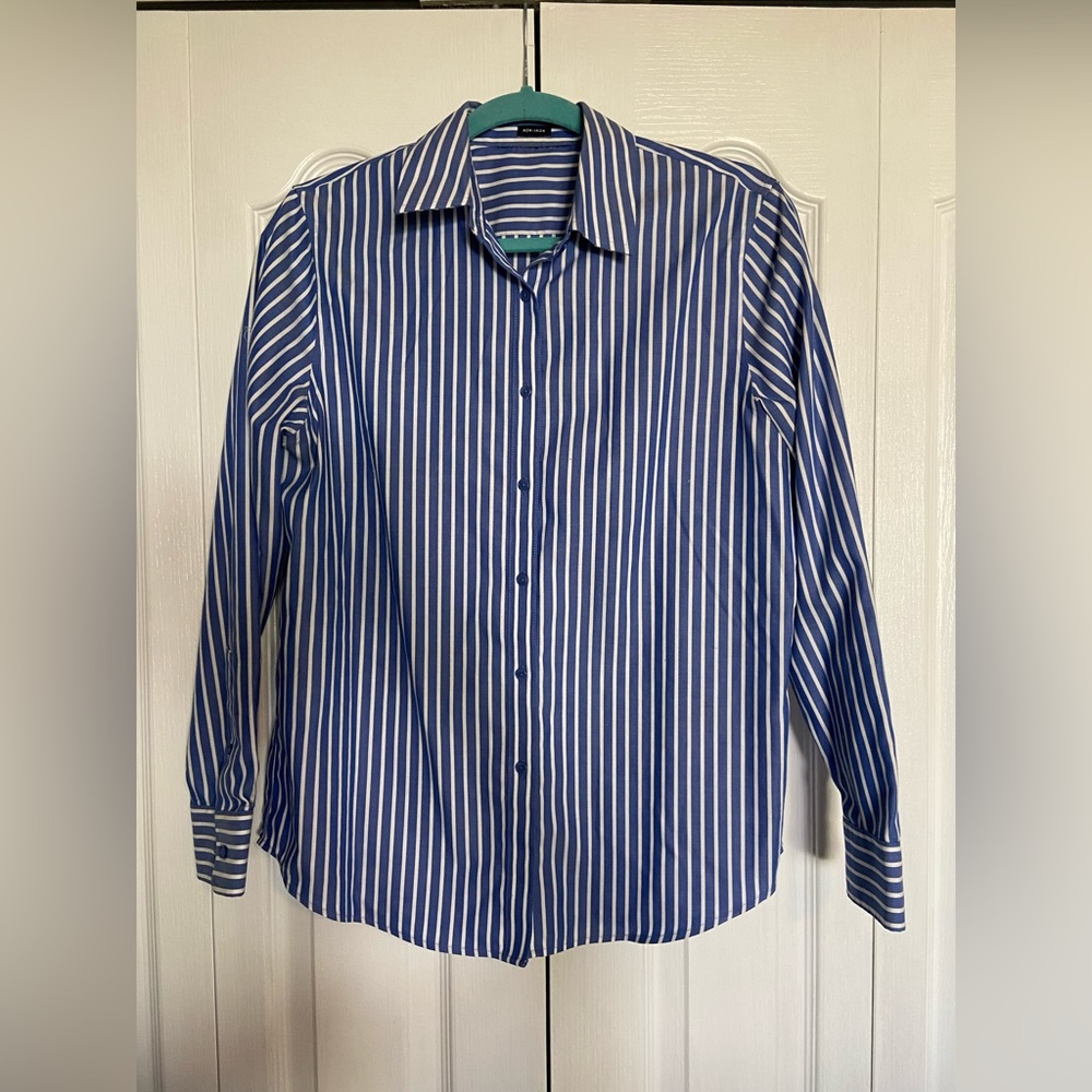 Blue & White Striped Women’s Dress Shirt